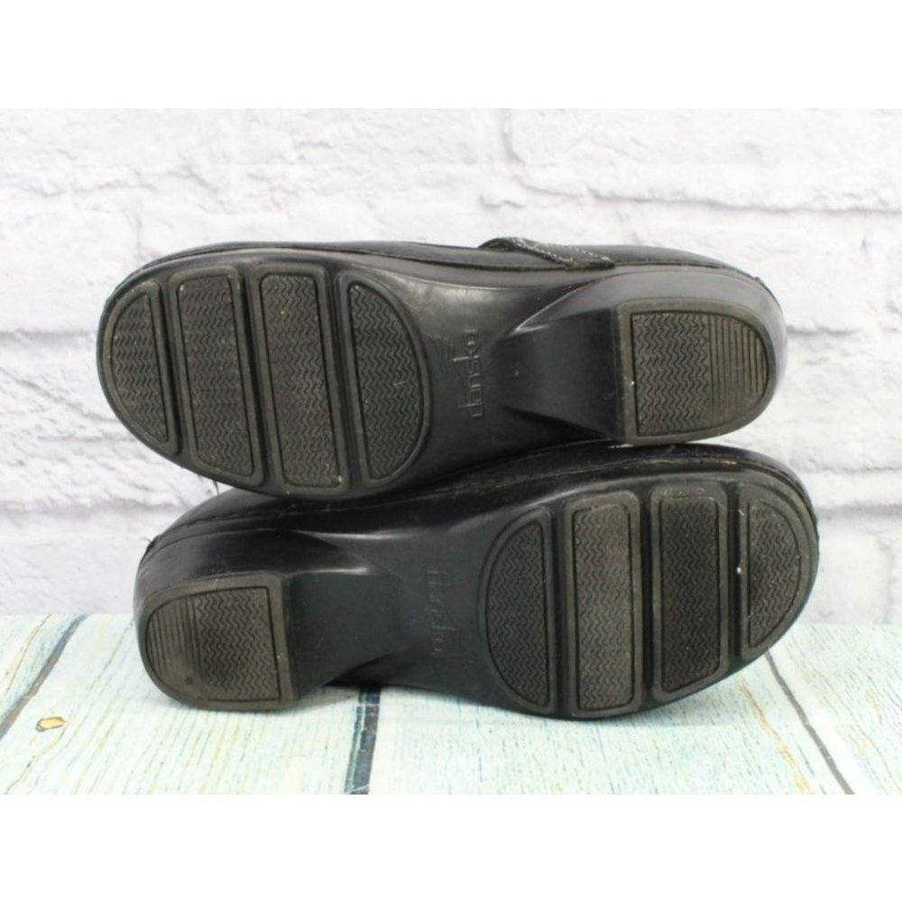 Dansko Black Leather Slip On Maryjane Clogs Heel Shoes Size 38 US 8 - Picture 9 of 9